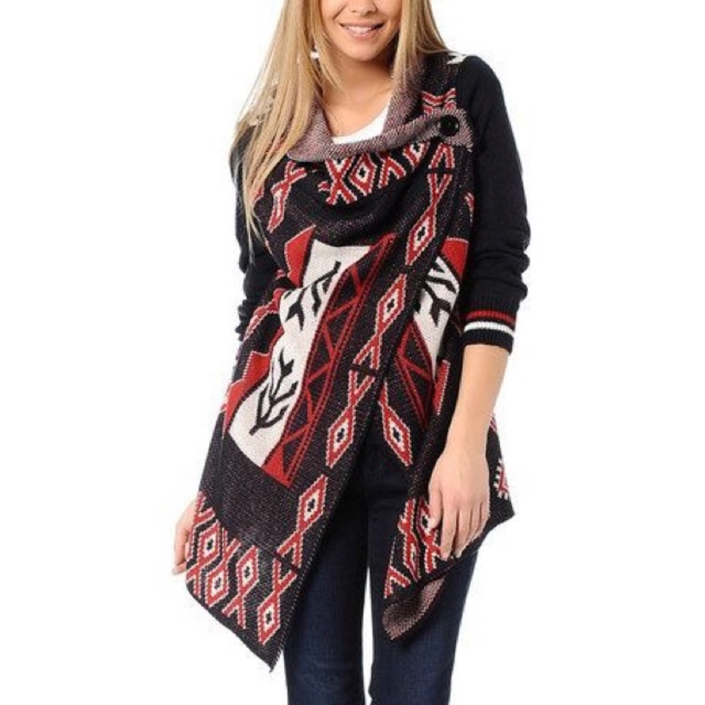 Cardigan In Navy & Red